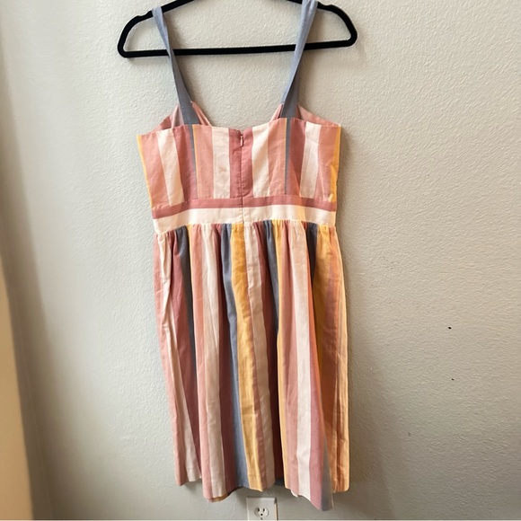 Madewell rainbow stripe tie bow front midi dress women’s 10 - Picture 9 of 11